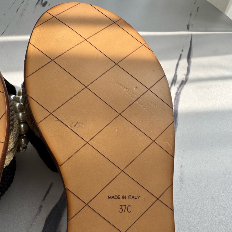 chanel麻花珍珠平底拖鞋 37C-20