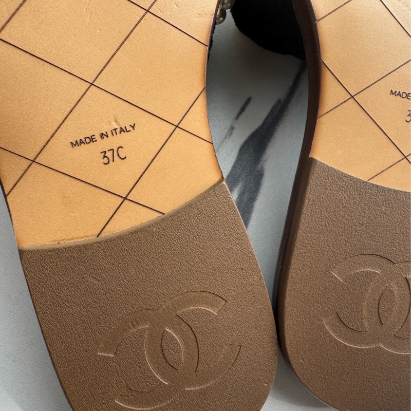 chanel麻花珍珠平底拖鞋 37C-21