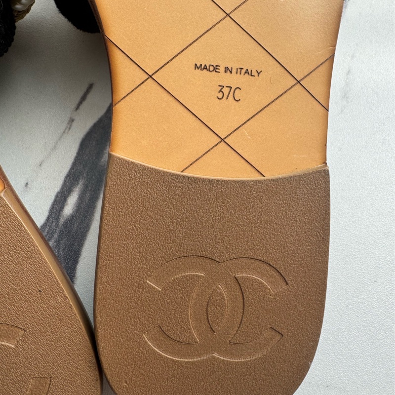 chanel麻花珍珠平底拖鞋 37C-22