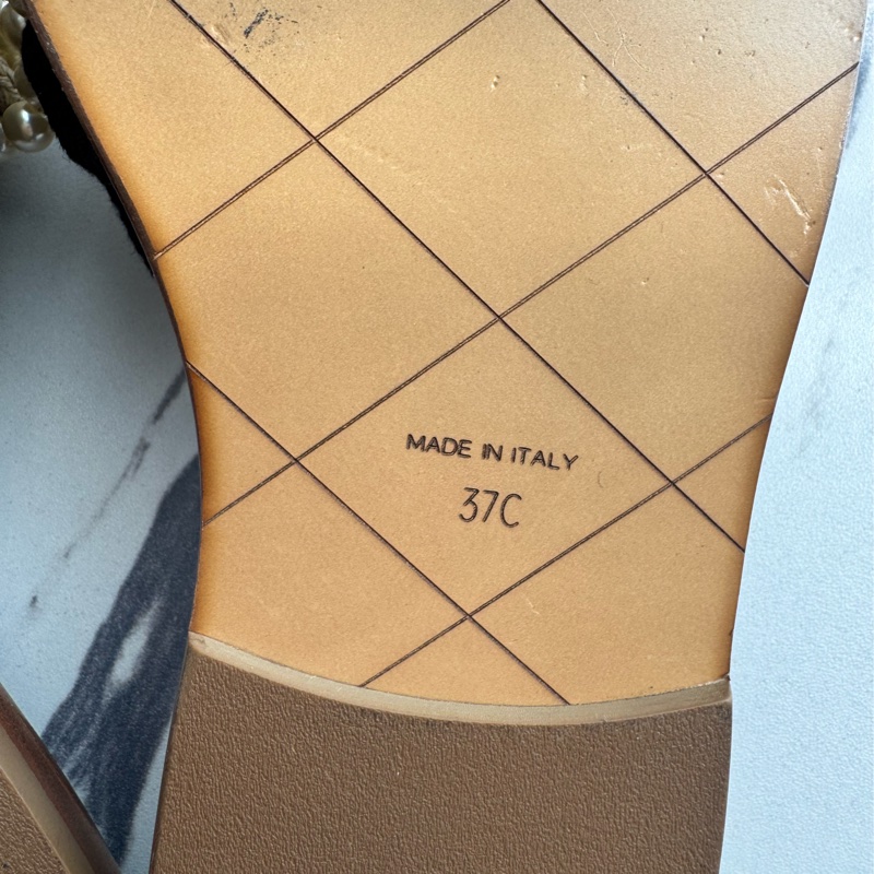 chanel麻花珍珠平底拖鞋 37C-23