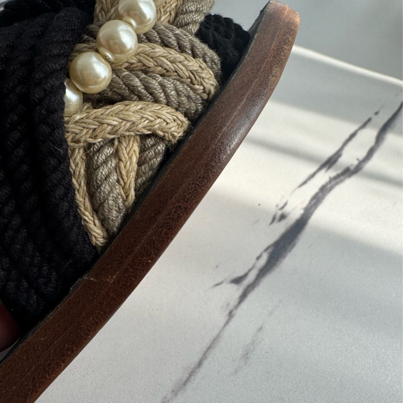 chanel麻花珍珠平底拖鞋 37C-26