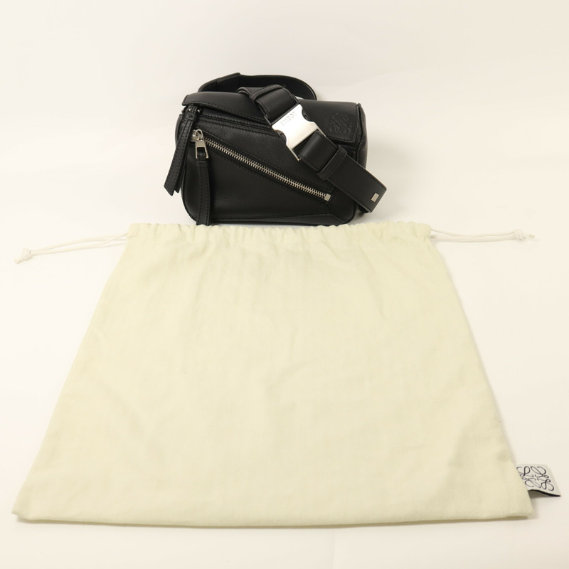 LOEWE 牛皮皮革Small Puzzle BumBag銀扣腰包-8