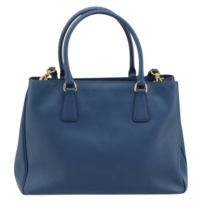 【日本直送】PRADA Galleria 手提包 Safiano 皮革 2way Blue Gold Auth YKZ030A-1