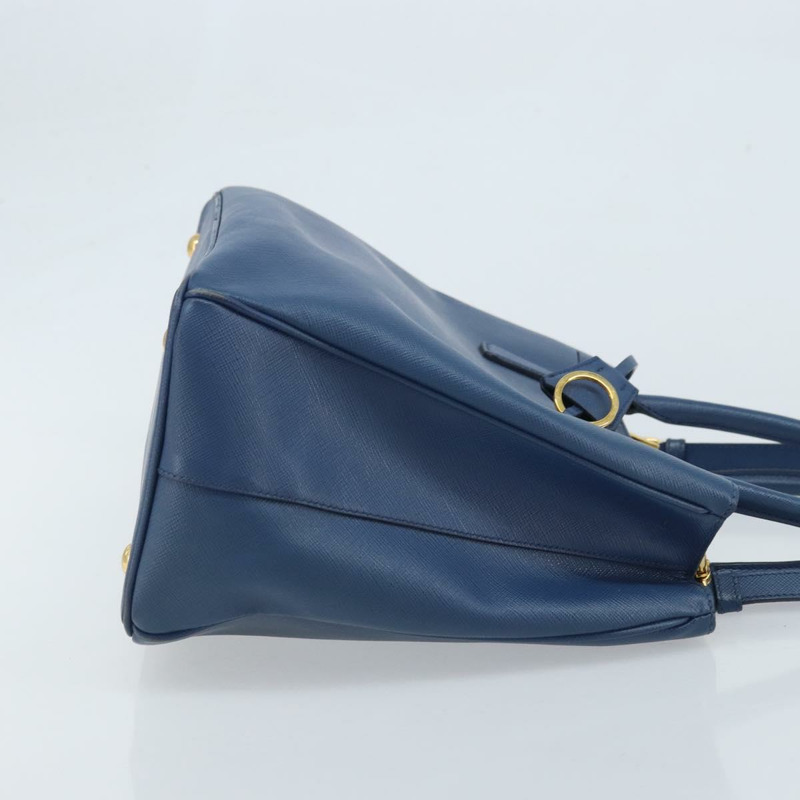 【日本直送】PRADA Galleria 手提包 Safiano 皮革 2way Blue Gold Auth YKZ030A-2