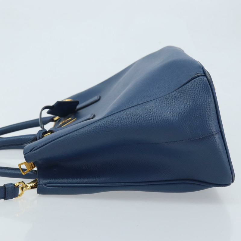 【日本直送】PRADA Galleria 手提包 Safiano 皮革 2way Blue Gold Auth YKZ030A-3