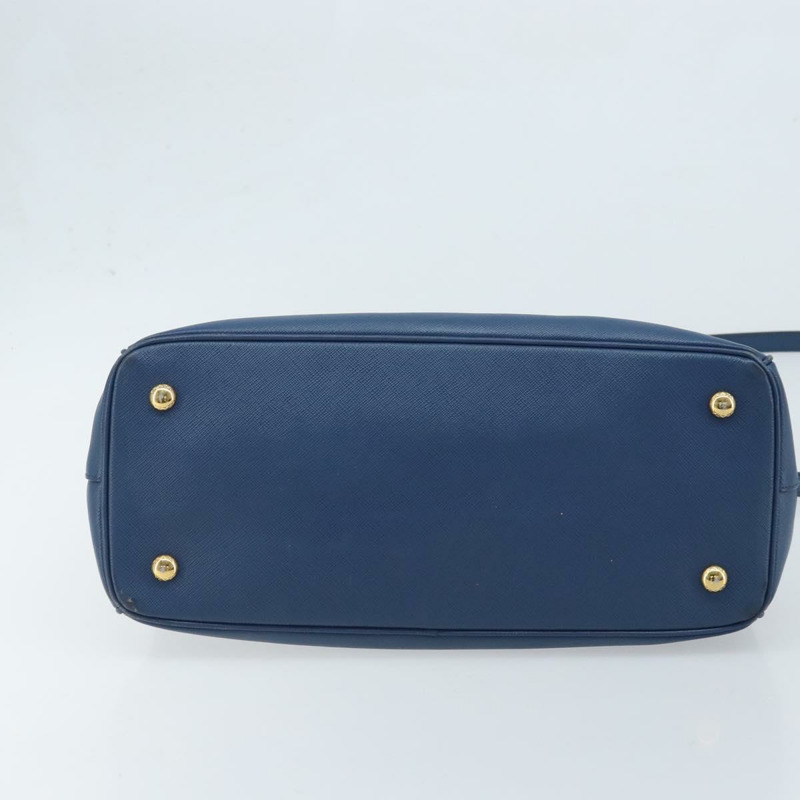 【日本直送】PRADA Galleria 手提包 Safiano 皮革 2way Blue Gold Auth YKZ030A-4