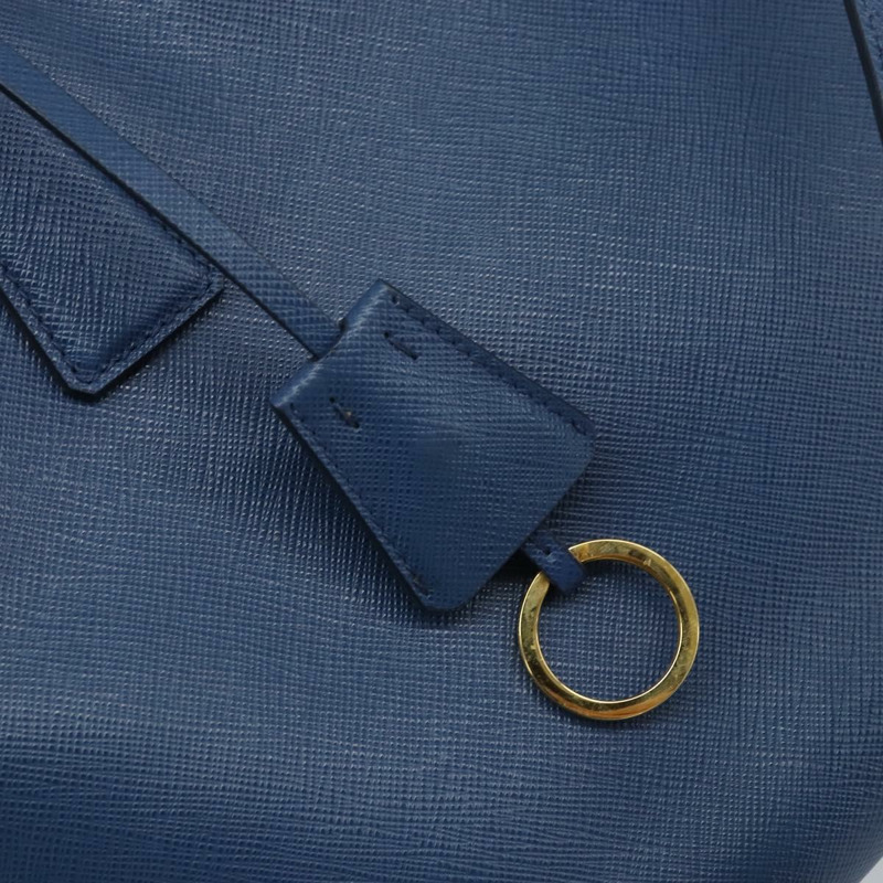 【日本直送】PRADA Galleria 手提包 Safiano 皮革 2way Blue Gold Auth YKZ030A-8