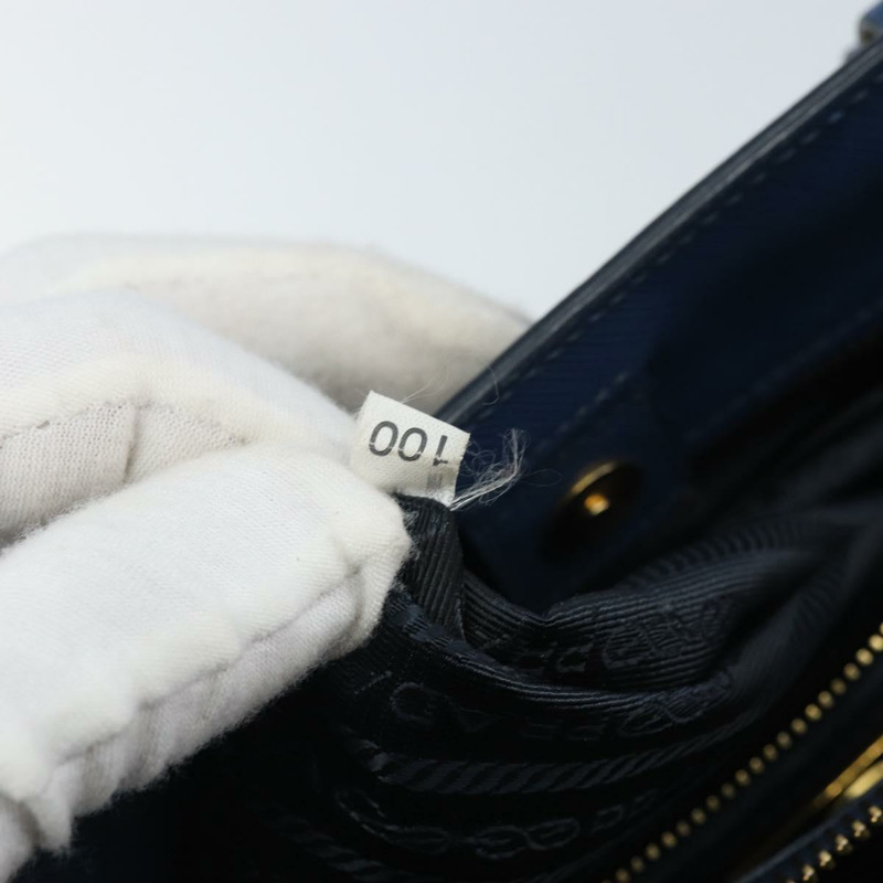 【日本直送】PRADA Galleria 手提包 Safiano 皮革 2way Blue Gold Auth YKZ030A-10