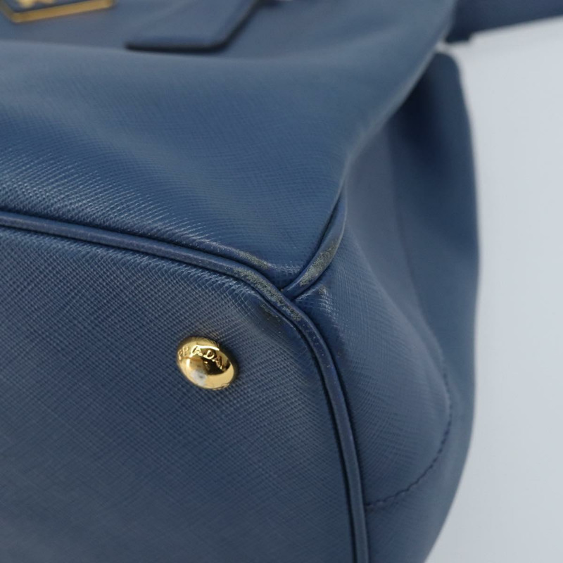【日本直送】PRADA Galleria 手提包 Safiano 皮革 2way Blue Gold Auth YKZ030A-15