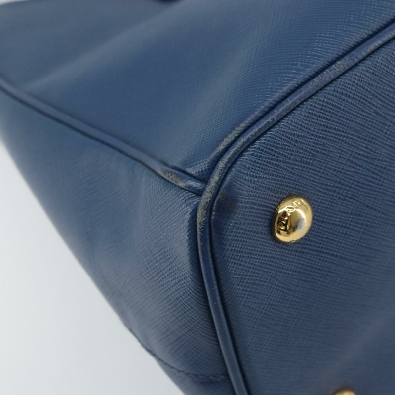 【日本直送】PRADA Galleria 手提包 Safiano 皮革 2way Blue Gold Auth YKZ030A-16