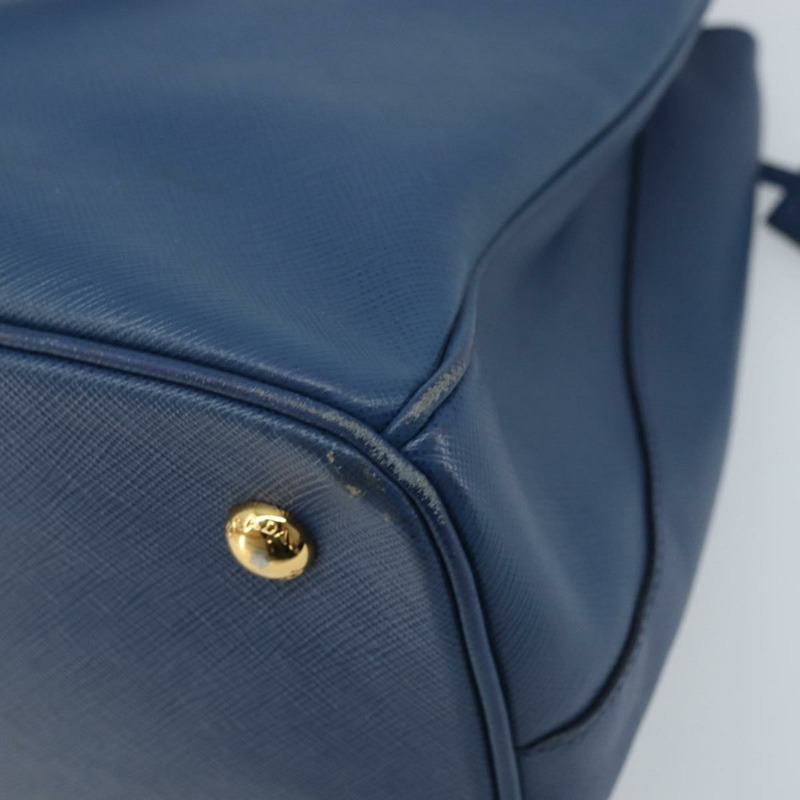 【日本直送】PRADA Galleria 手提包 Safiano 皮革 2way Blue Gold Auth YKZ030A-17