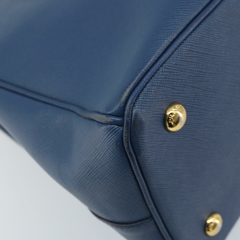 【日本直送】PRADA Galleria 手提包 Safiano 皮革 2way Blue Gold Auth YKZ030A-18