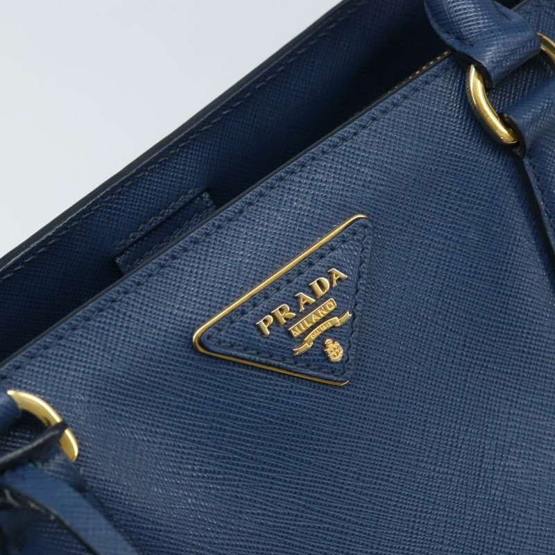 【日本直送】PRADA Galleria 手提包 Safiano 皮革 2way Blue Gold Auth YKZ030A-19