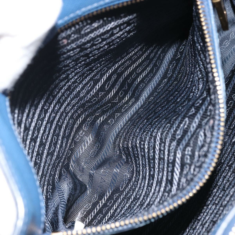 【日本直送】PRADA Galleria 手提包 Safiano 皮革 2way Blue Gold Auth YKZ030A-24