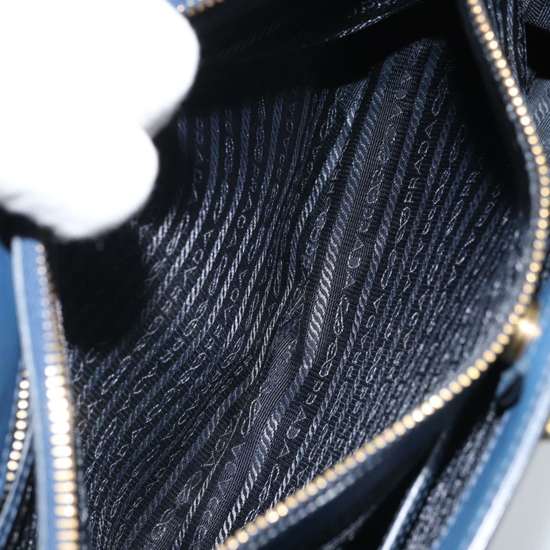 【日本直送】PRADA Galleria 手提包 Safiano 皮革 2way Blue Gold Auth YKZ030A-26