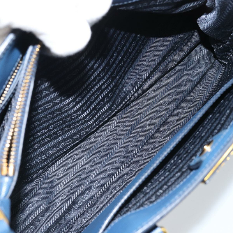 【日本直送】PRADA Galleria 手提包 Safiano 皮革 2way Blue Gold Auth YKZ030A-27
