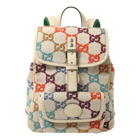 GUCCI 帆布Rucksack銀扣背包
