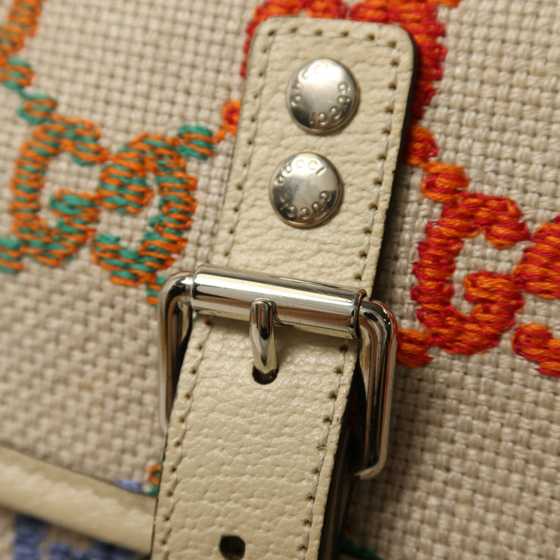 GUCCI 帆布Rucksack銀扣背包-10