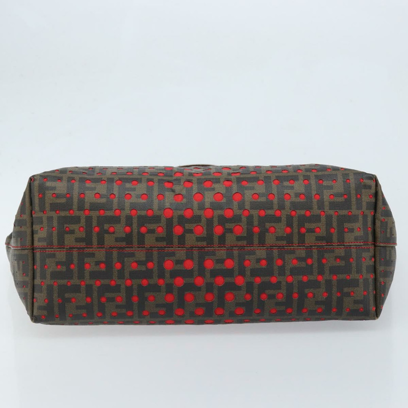 【日本直送】FENDI Zucca 帆布手提包黑棕色正品 YKZ029A-4