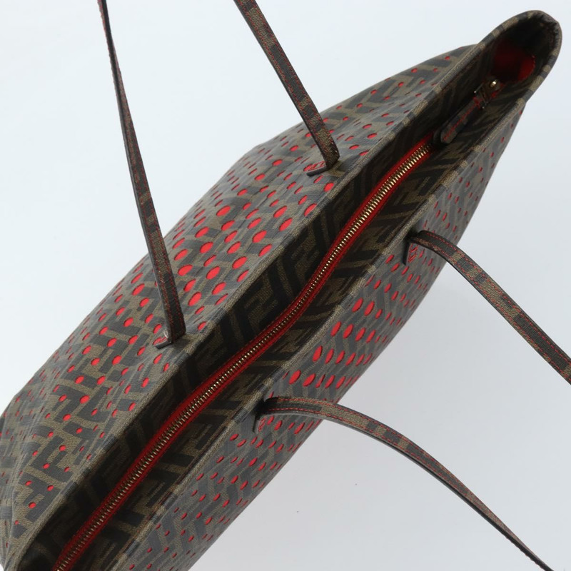 【日本直送】FENDI Zucca 帆布手提包黑棕色正品 YKZ029A-5