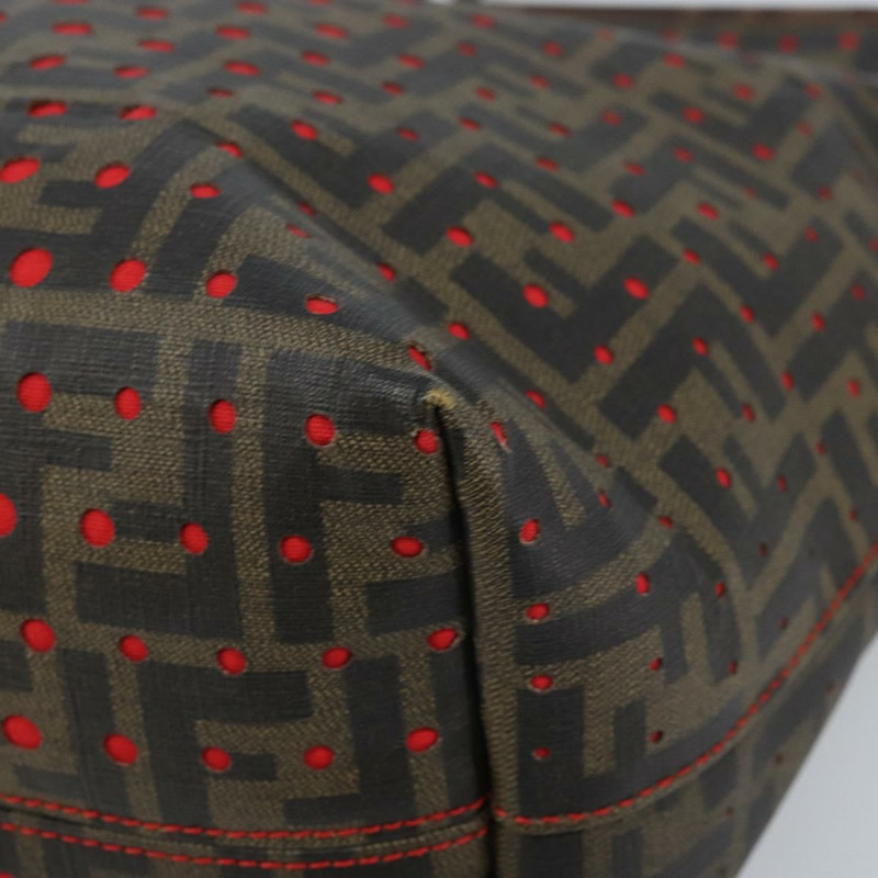 【日本直送】FENDI Zucca 帆布手提包黑棕色正品 YKZ029A-8