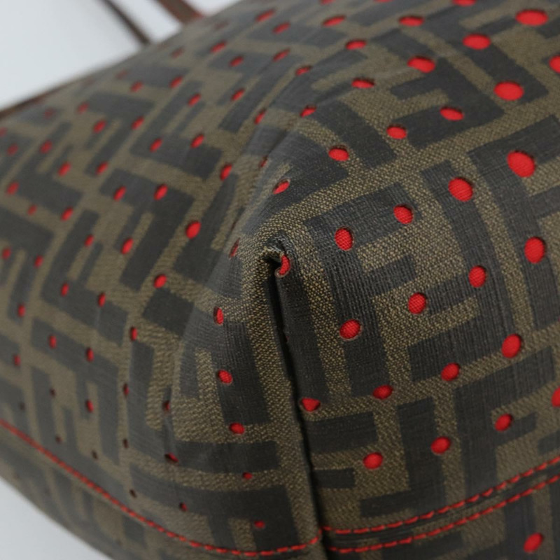 【日本直送】FENDI Zucca 帆布手提包黑棕色正品 YKZ029A-13