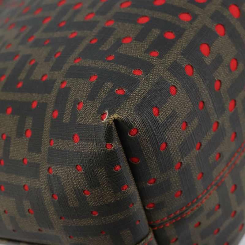 【日本直送】FENDI Zucca 帆布手提包黑棕色正品 YKZ029A-15