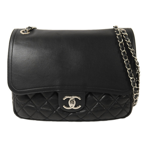 CHANEL 牛皮皮革Chain Shoulder銀扣鏈帶肩背袋