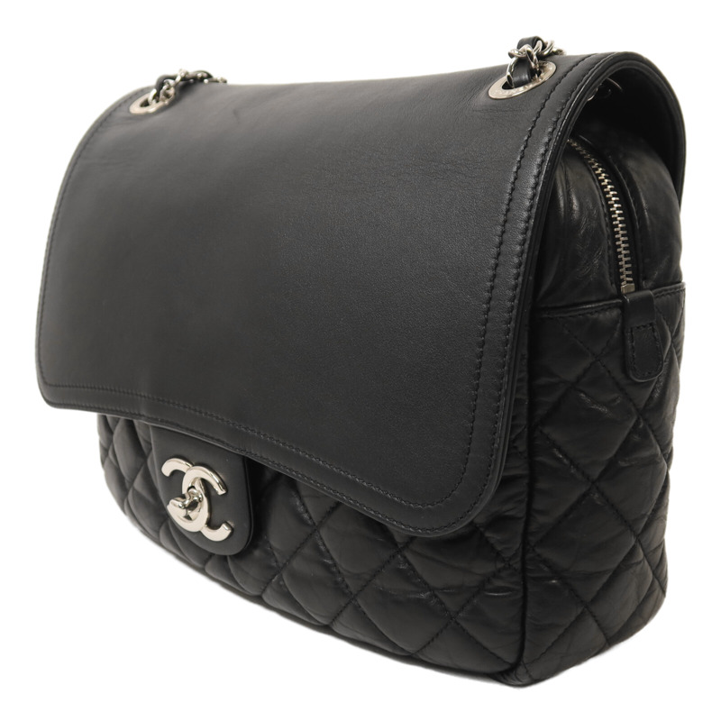 CHANEL 牛皮皮革Chain Shoulder銀扣鏈帶肩背袋-2