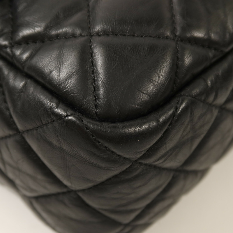 CHANEL 牛皮皮革Chain Shoulder銀扣鏈帶肩背袋-12