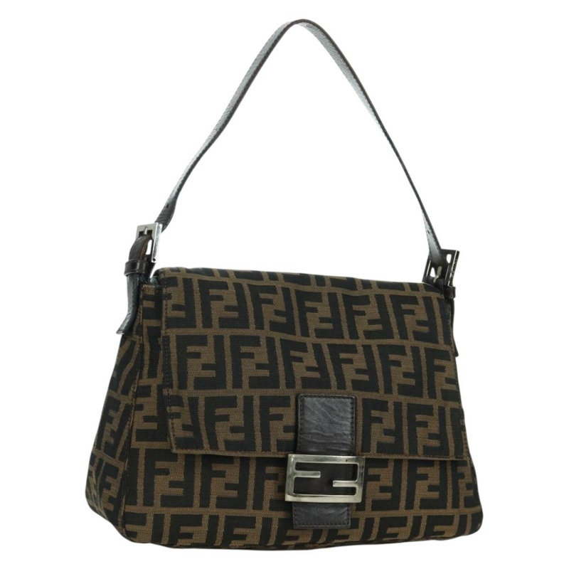 【日本直送】FENDI Zucca帆布Mamma Baguette單肩包 棕色/黑色 正品 YKZ037SAV-0