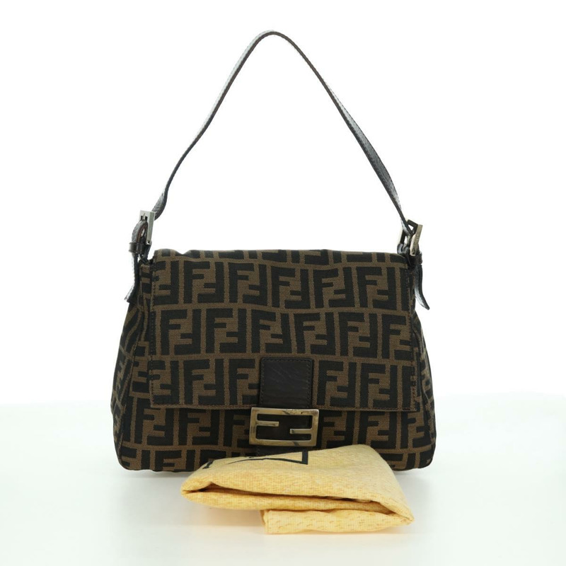 【日本直送】FENDI Zucca帆布Mamma Baguette單肩包 棕色/黑色 正品 YKZ037SAV-11