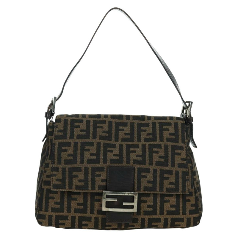 【日本直送】FENDI Zucca帆布Mamma Baguette單肩包 棕色/黑色 正品 YKZ037SAV-12
