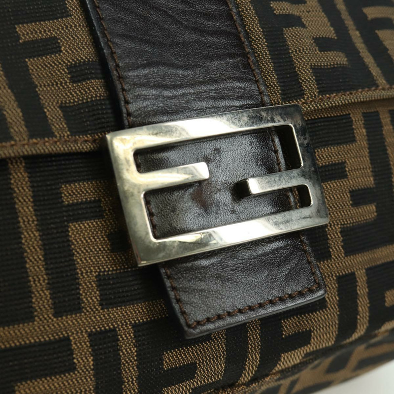 【日本直送】FENDI Zucca帆布Mamma Baguette單肩包 棕色/黑色 正品 YKZ037SAV-18