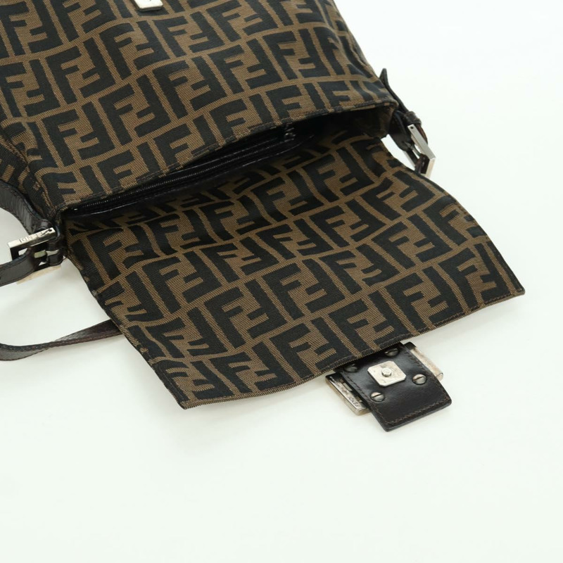 【日本直送】FENDI Zucca帆布Mamma Baguette單肩包 棕色/黑色 正品 YKZ037SAV-19
