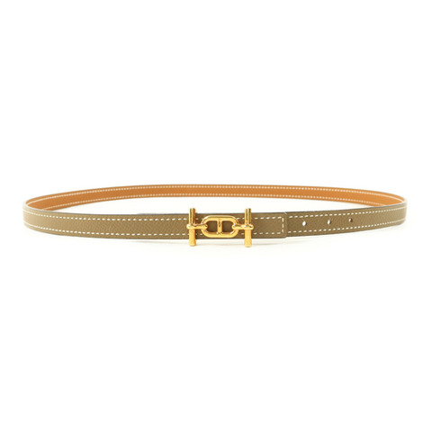 HERMES Epsom皮革Gamma Reversible Belt 75cm皮帶Etoupe