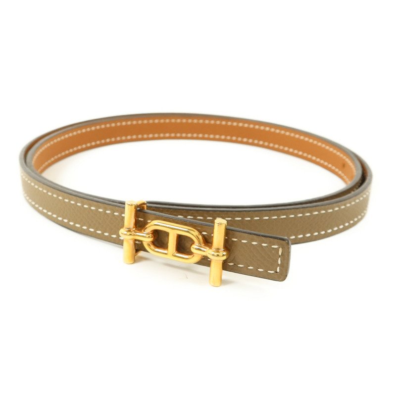 HERMES Epsom皮革Gamma Reversible Belt 75cm皮帶Etoupe-2