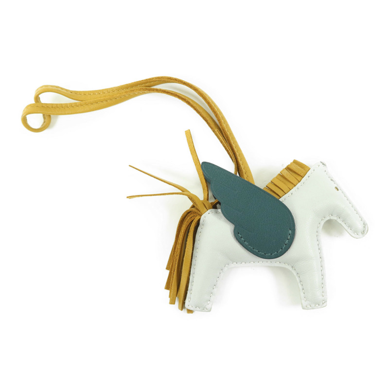 HERMES Milo皮革/Swift皮革Rodeo Pegase PM掛飾Bleu Brume/Sesame/Vert Bosphore-1
