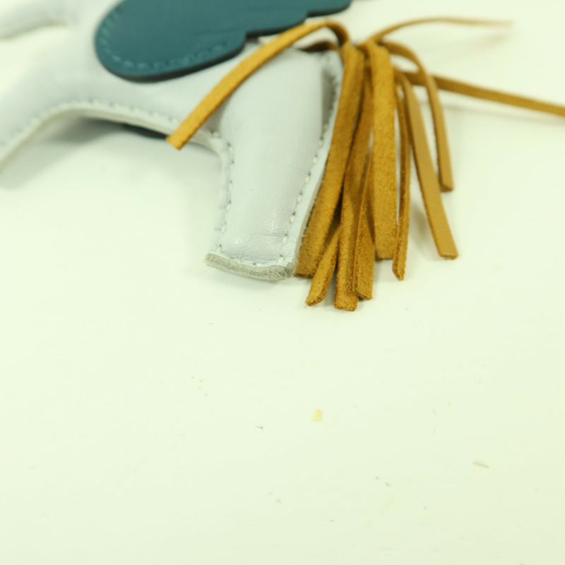 HERMES Milo皮革/Swift皮革Rodeo Pegase PM掛飾Bleu Brume/Sesame/Vert Bosphore-10