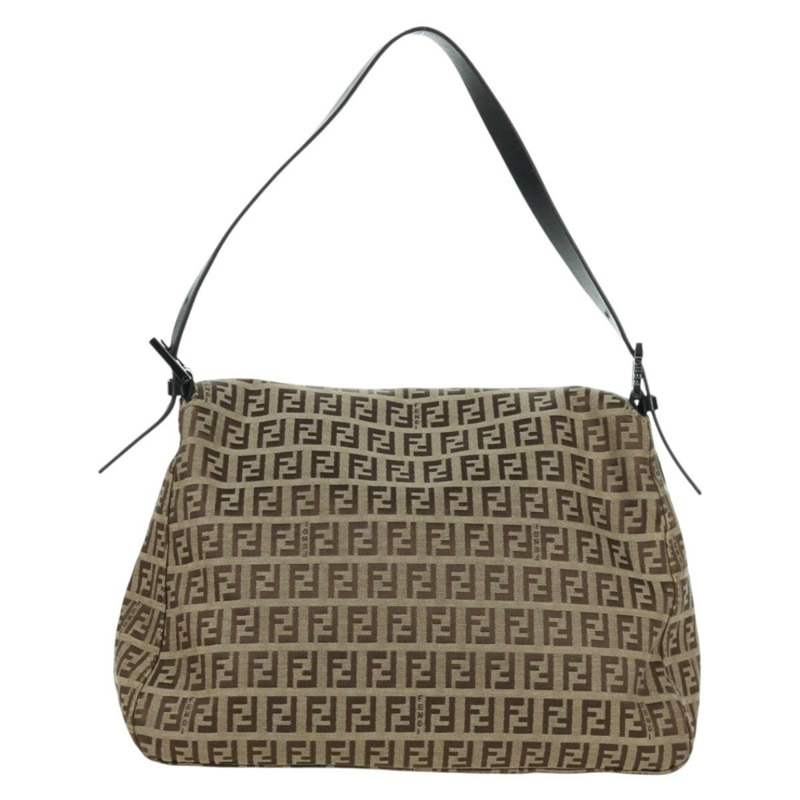 【日本直送】FENDI Zucchino帆布Mamma水桶手袋 米色 銀色 正品 am11099V-1