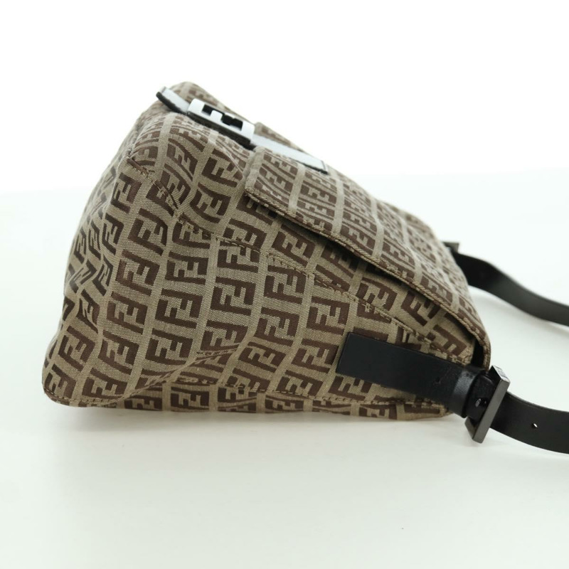 【日本直送】FENDI Zucchino帆布Mamma水桶手袋 米色 銀色 正品 am11099V-3