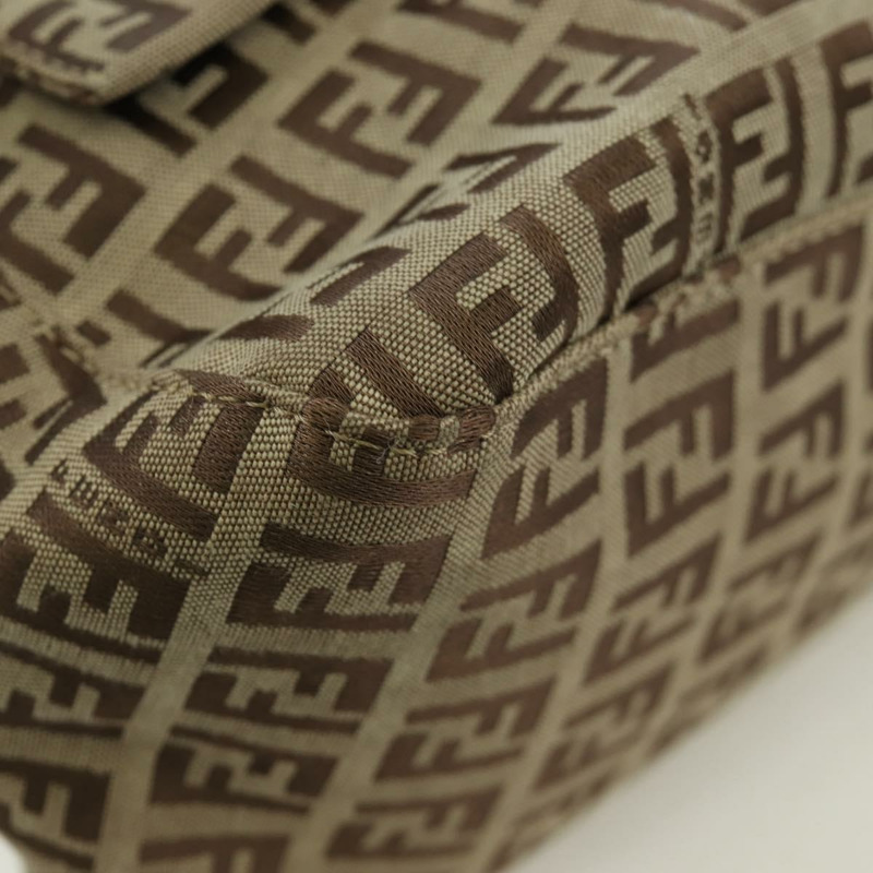 【日本直送】FENDI Zucchino帆布Mamma水桶手袋 米色 銀色 正品 am11099V-14