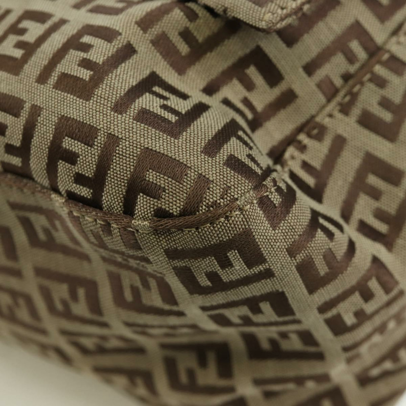 【日本直送】FENDI Zucchino帆布Mamma水桶手袋 米色 銀色 正品 am11099V-15