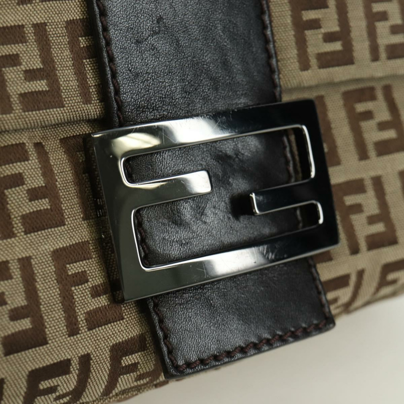 【日本直送】FENDI Zucchino帆布Mamma水桶手袋 米色 銀色 正品 am11099V-18