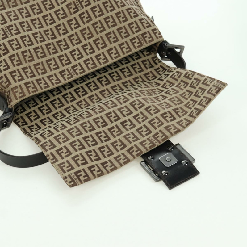 【日本直送】FENDI Zucchino帆布Mamma水桶手袋 米色 銀色 正品 am11099V-19