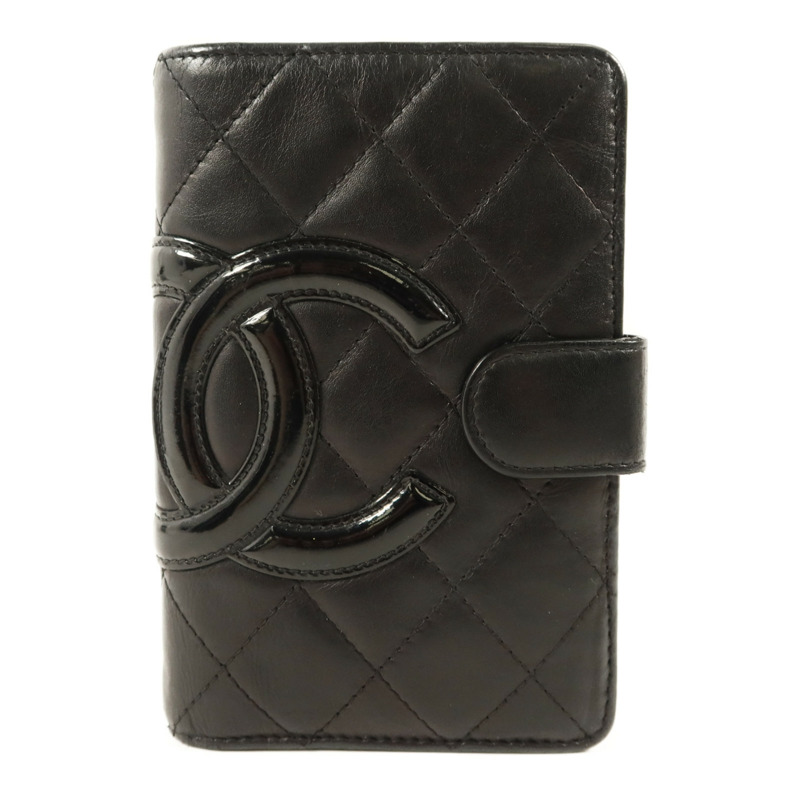 CHANEL 牛皮皮革Cambon Bifold Wallet銀扣錢包-0