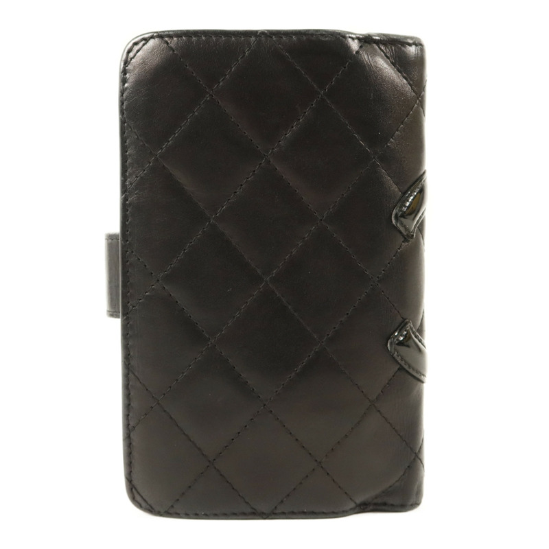 CHANEL 牛皮皮革Cambon Bifold Wallet銀扣錢包-1
