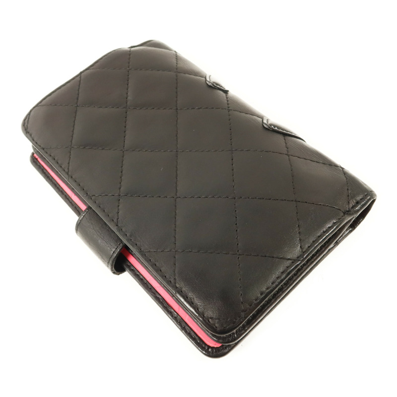 CHANEL 牛皮皮革Cambon Bifold Wallet銀扣錢包-3