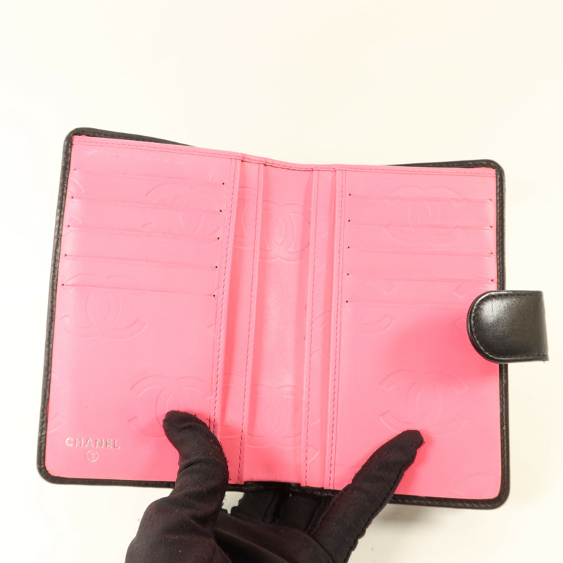 CHANEL 牛皮皮革Cambon Bifold Wallet銀扣錢包-4