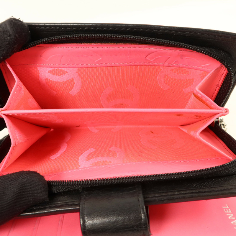 CHANEL 牛皮皮革Cambon Bifold Wallet銀扣錢包-6